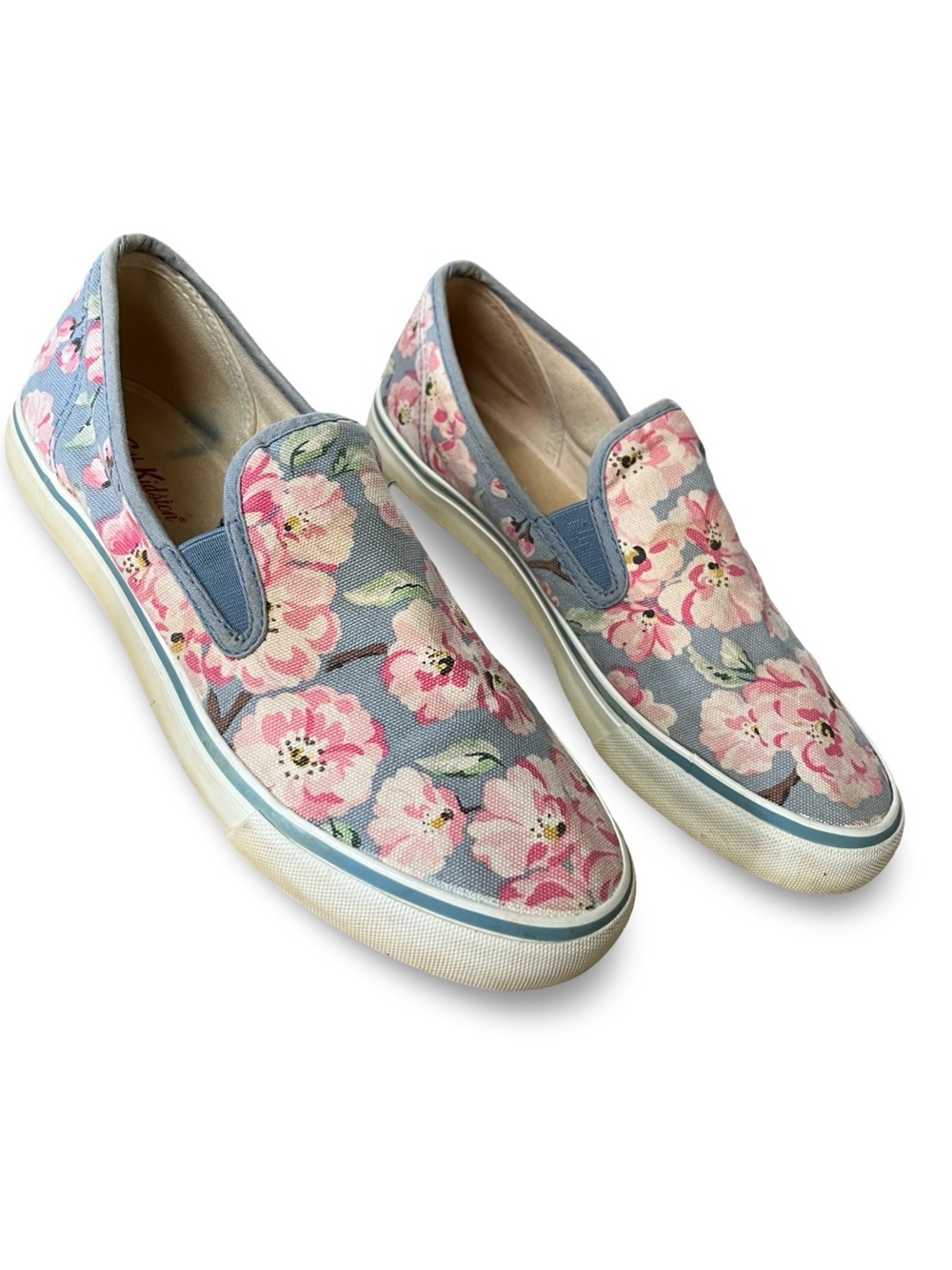 Vintage Cath Kidston Garden Party Blossom Canvas Slip-on Plimsolls Sneakers